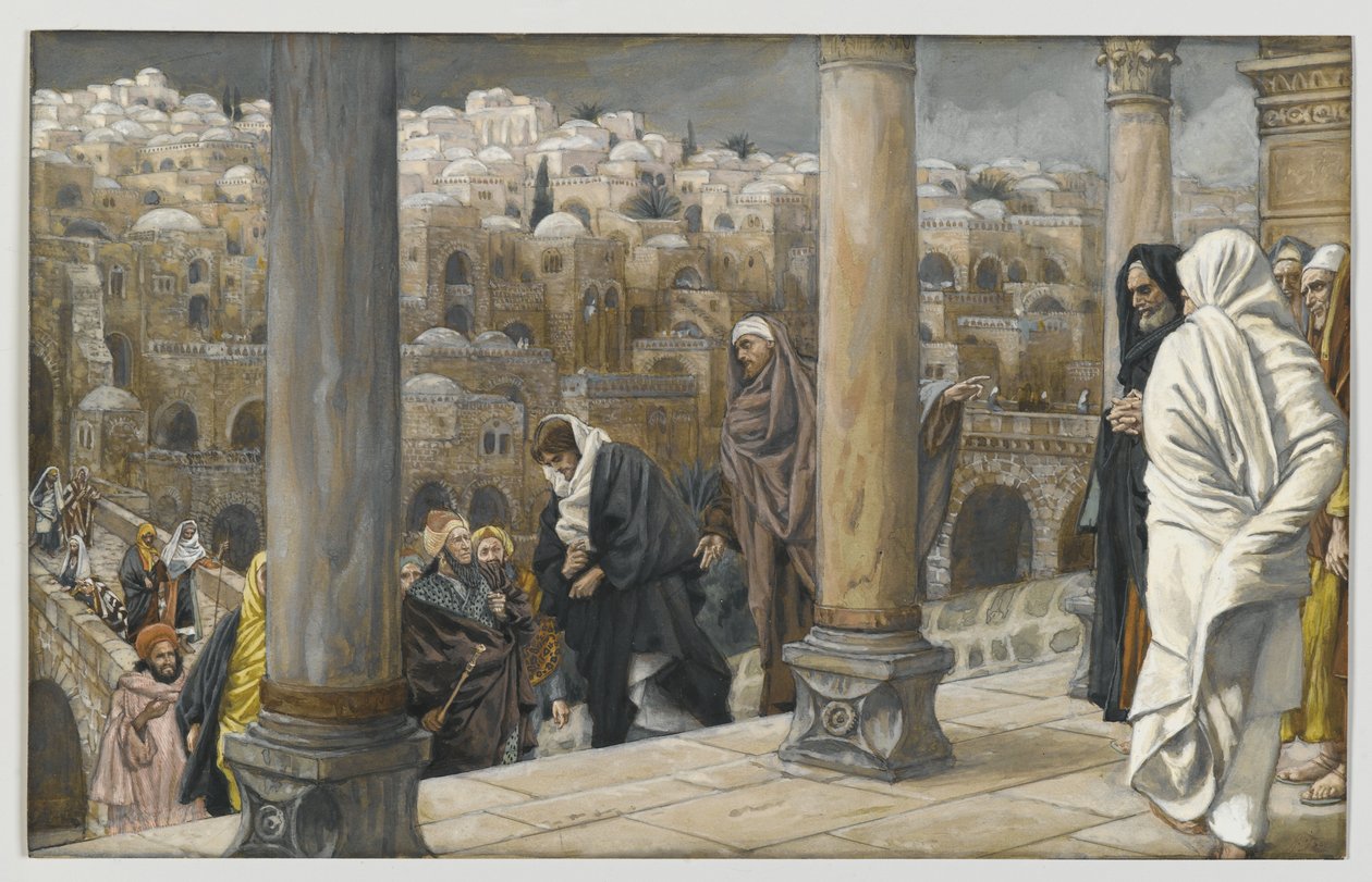 Hedningene ber om å se Jesus, illustrasjon fra The Life of Our Lord Jesus Christ, 1886-94 (wc over grafitt på papir) av James Jacques Joseph Tissot