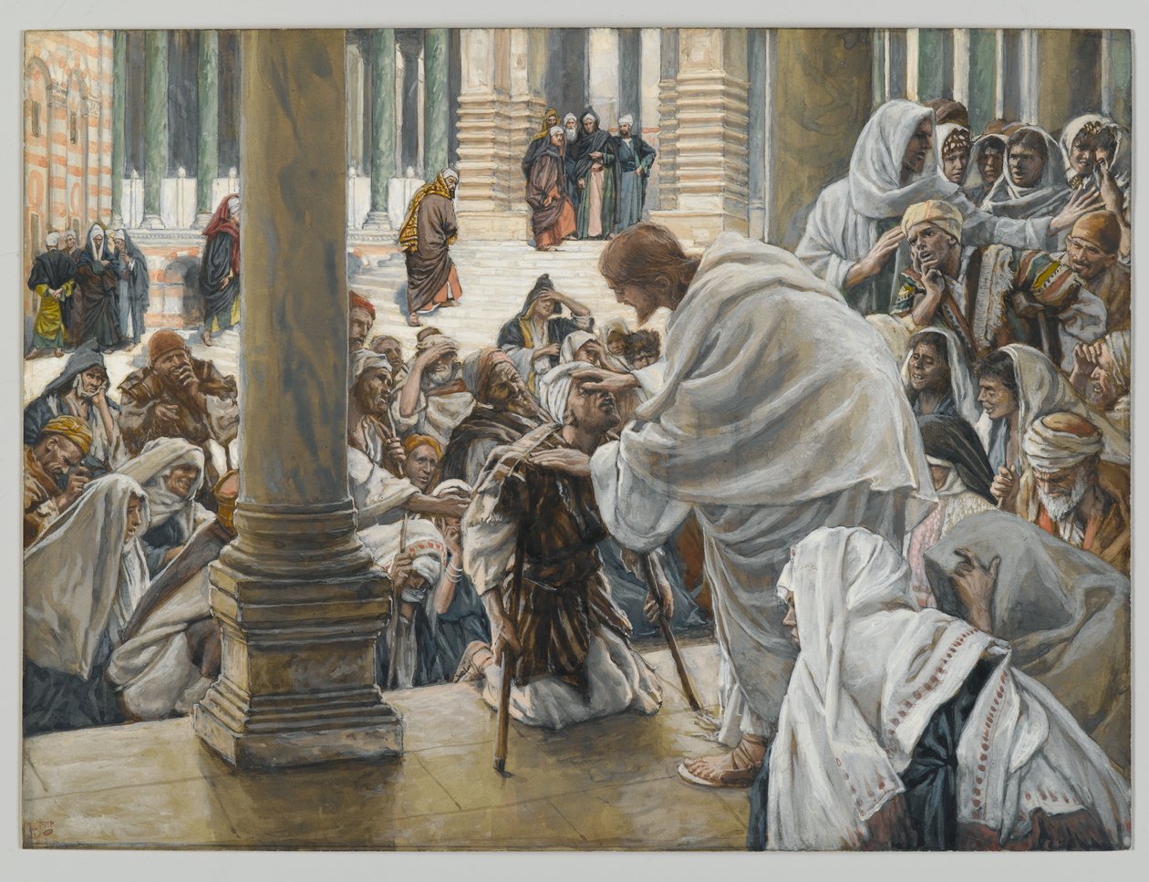 The Healing of the Lame in the Temple, illustrasjon for The Life of Christ, ca. 1886-94 (wc & gouache på papp) av James Jacques Joseph Tissot