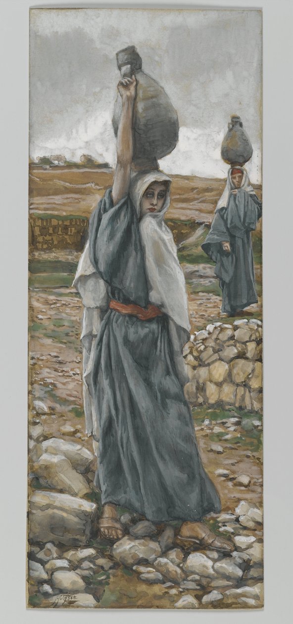Den hellige jomfru i sin ungdom, illustrasjon fra Vår Herre Jesu Kristi liv (wc over grafitt på papir) av James Jacques Joseph Tissot