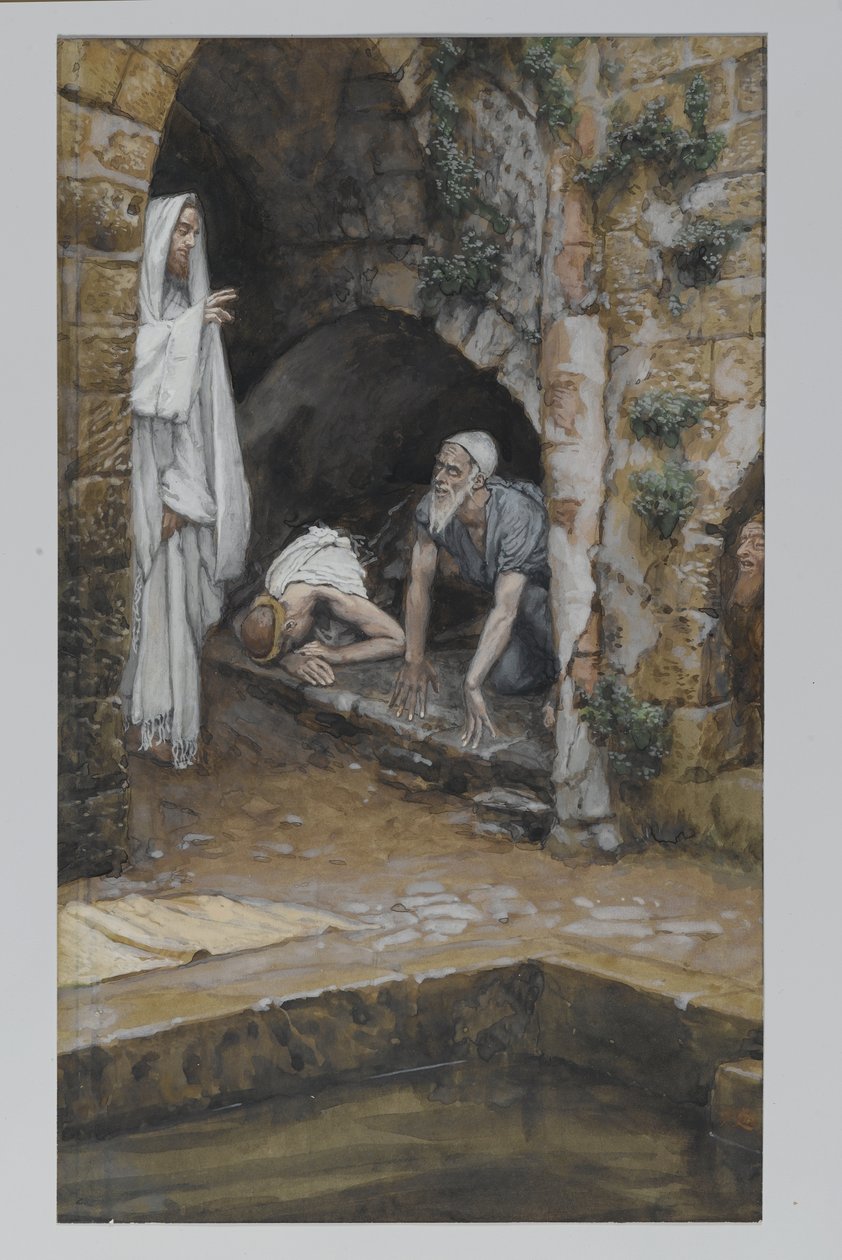 The Man with an Infirmity, illustrasjon fra The Life of Our Lord Jesu Christ (wc over grafitt på papir) av James Jacques Joseph Tissot