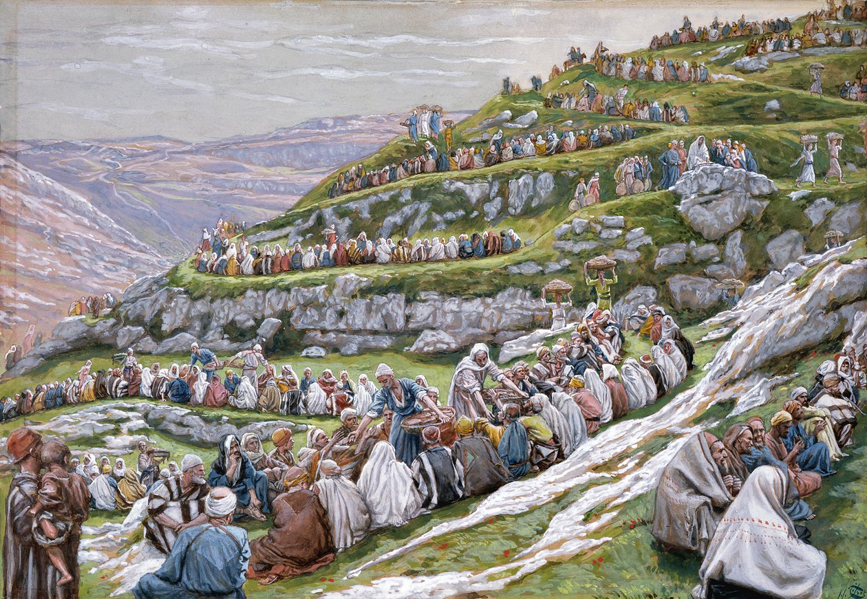 The Miracle of the Loaves and Fishes, illustrasjon for The Life of Christ, ca. 1886-94 (wc & gouache på papp) av James Jacques Joseph Tissot