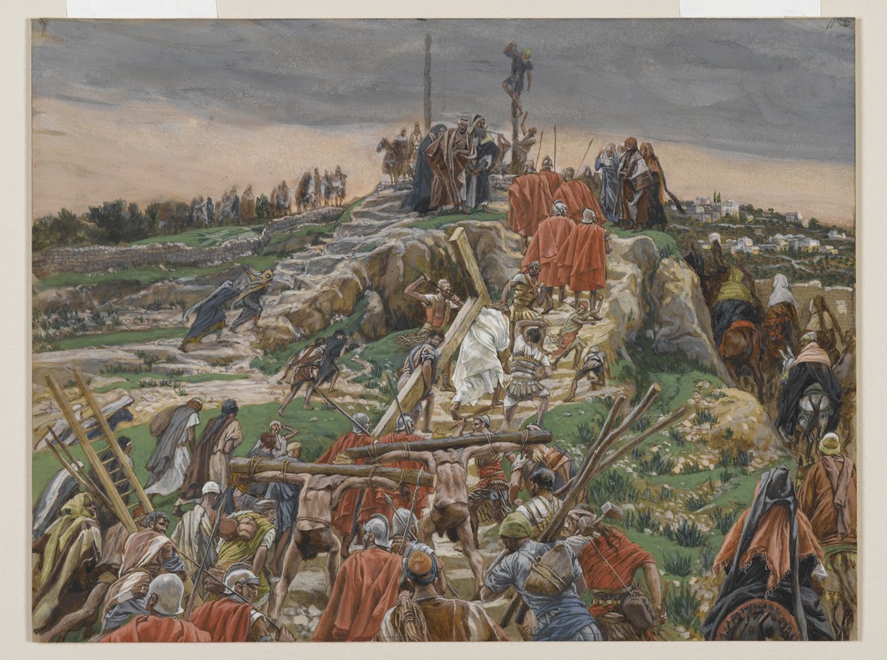 Prosesjonen nærmer seg Golgata, illustrasjon fra The Life of Our Lord Jesus Christ, 1886-94 (wc over grafitt på papir) av James Jacques Joseph Tissot
