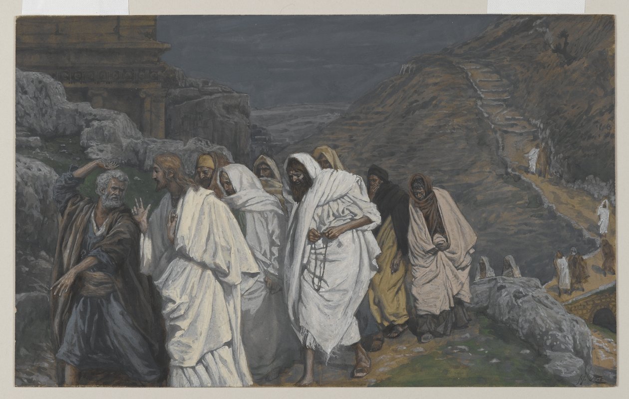 The Protestations of Saint Peter, illustrasjon fra The Life of Our Lord Jesus Christ, 1886-94 (wc over grafitt på papir) av James Jacques Joseph Tissot