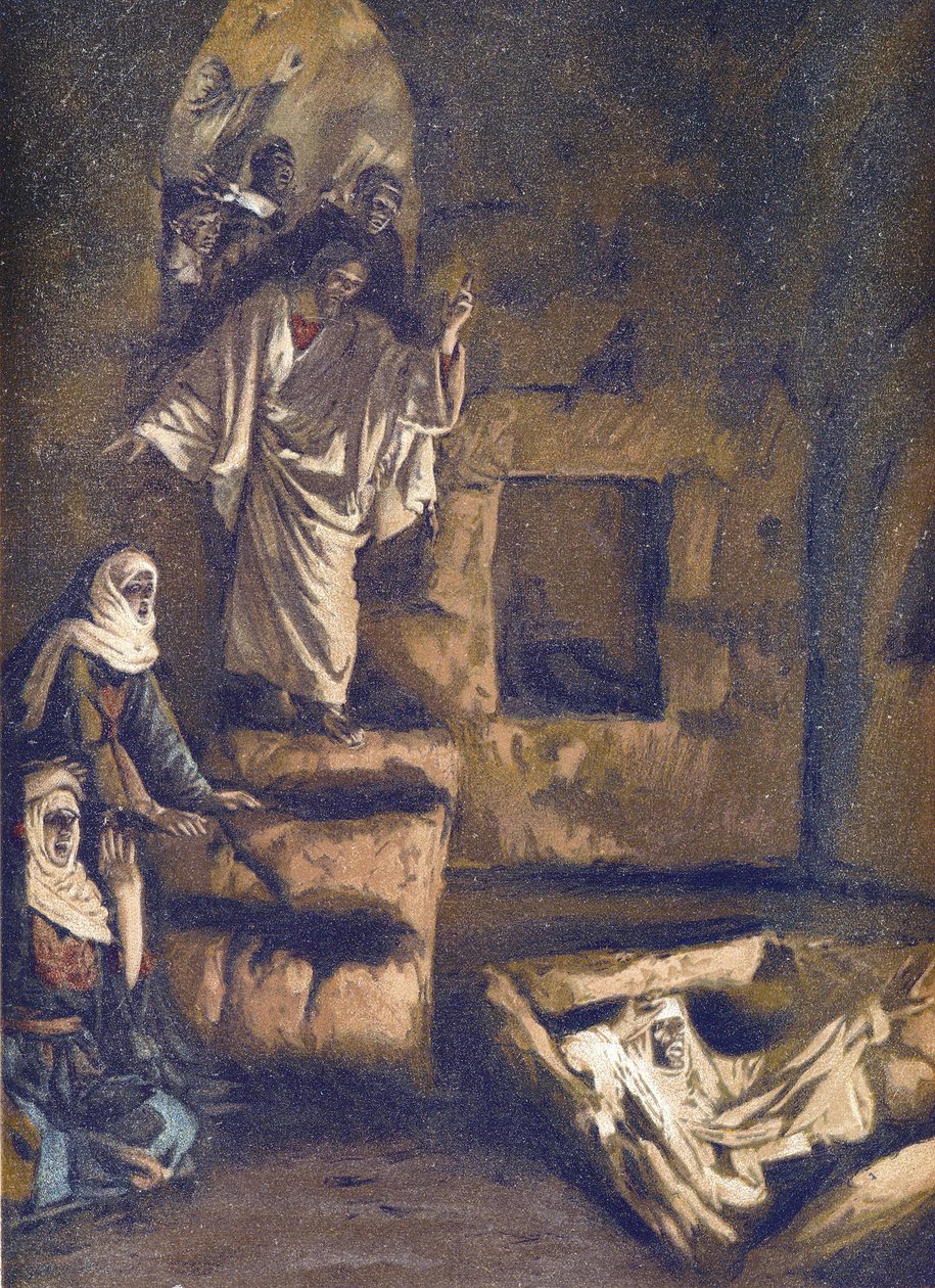 The Resurrection of Lazarus - The Resurrection of Lazarus - fra "" The Life of Our Lord Jesus Christ"" - 1899 av James Tissot - The Life of Our Lord Jesus Christ, av Jacques Joseph (Jacques Joseph) Tissot dit James Tissot (1836- 1902) av James Jacques Joseph Tissot
