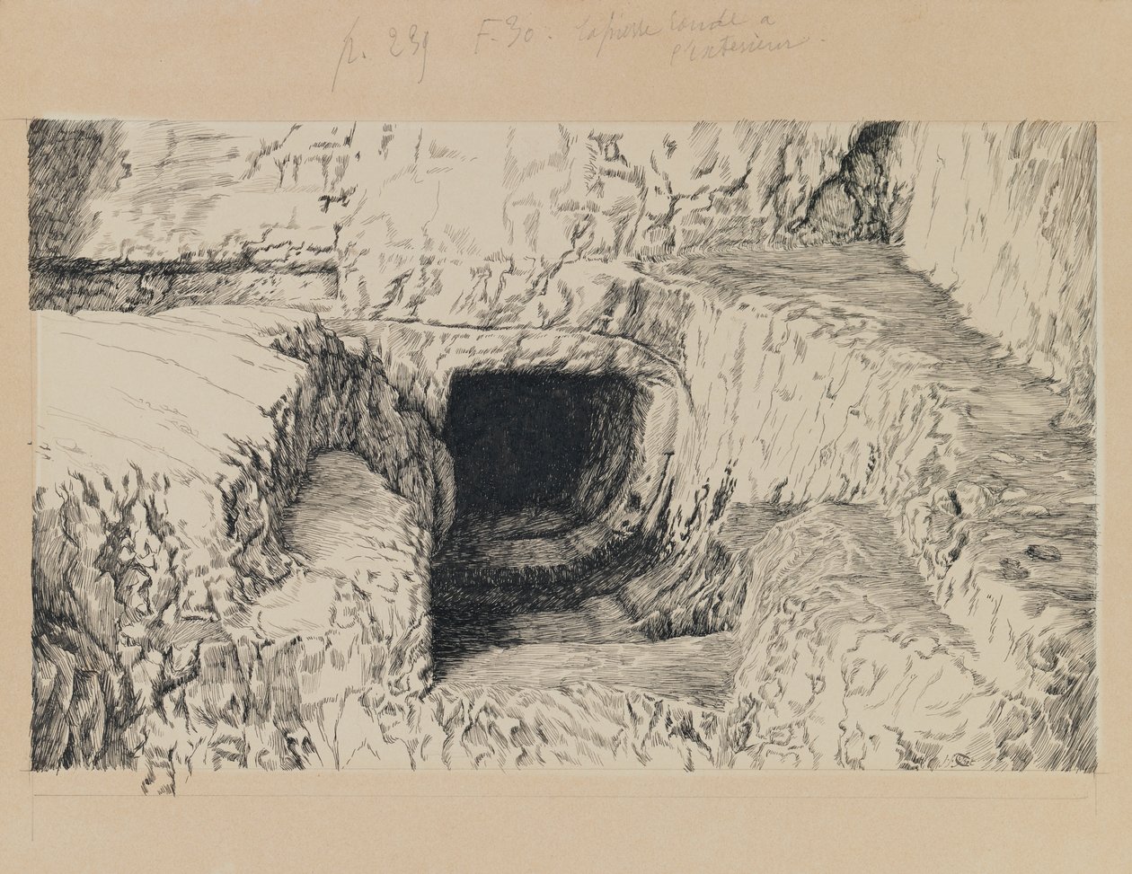 Den runde steinen sett fra utsiden, illustrasjon fra Vår Herre Jesu Kristi liv (blekk på papir) av James Jacques Joseph Tissot