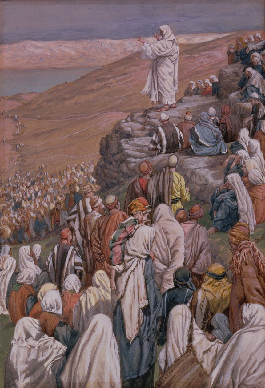 Bergprekenen, illustrasjon til The Life of Christ, ca. 1886-96 (gouache på papp) av James Jacques Joseph Tissot