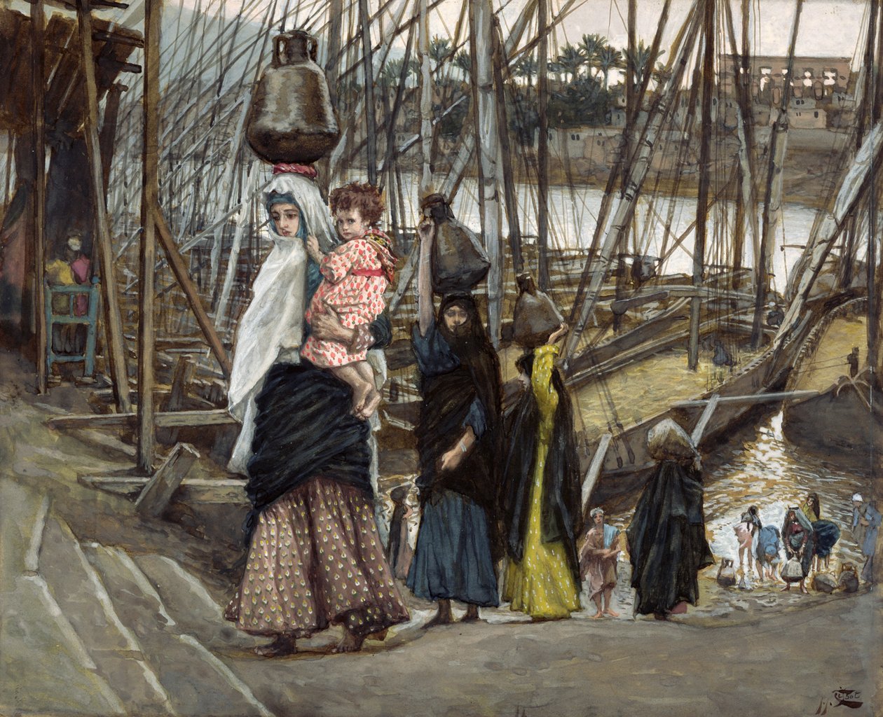 The Sojourn, Egypt, illustrasjon for The Life of Christ, ca. 1886-94 (wc & gouache på papp) av James Jacques Joseph Tissot