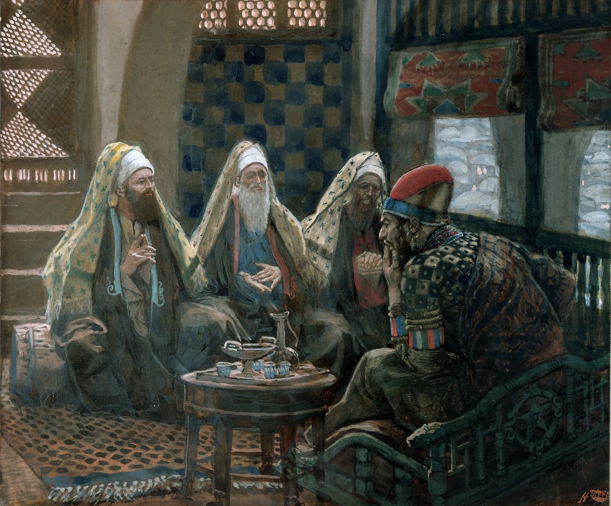 The Wise Men and Herodes, illustrasjon for The Life of Christ, ca. 1886-94 (wc & gouache på papp) av James Jacques Joseph Tissot