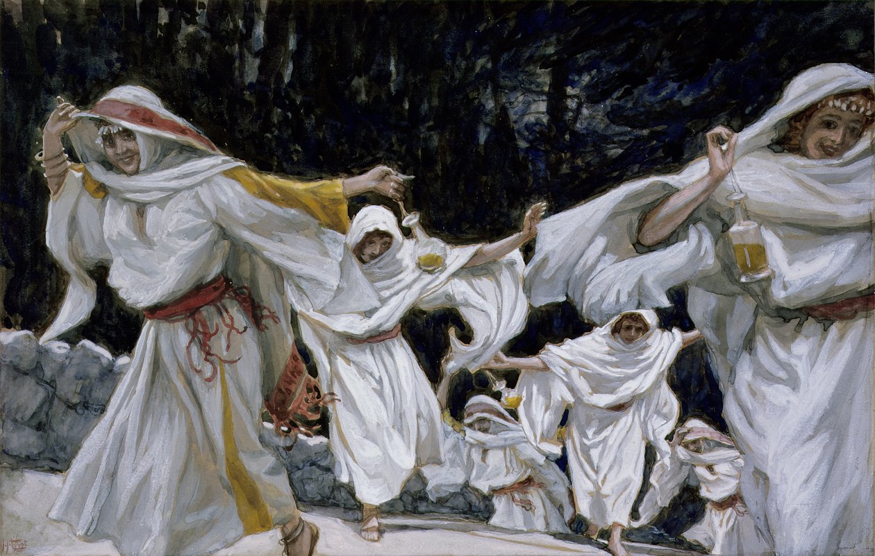 The Wise Virgins, illustrasjon for The Life of Christ, ca. 1886-94 (wc & gouache på papp) av James Jacques Joseph Tissot