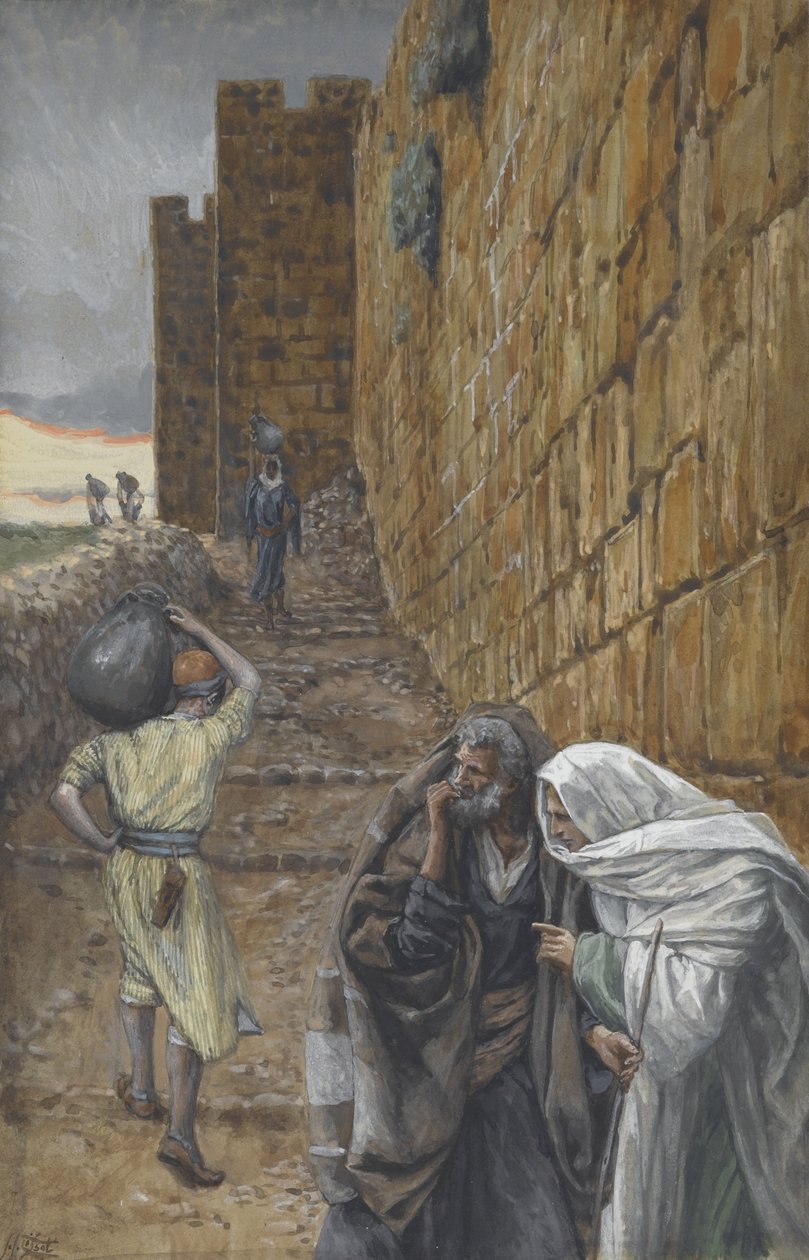 Mannen som bærer en krukke, illustrasjon fra The Life of Our Lord Jesus Christ, 1886-94 (wc over grafitt på papir) av James Jacques Joseph Tissot