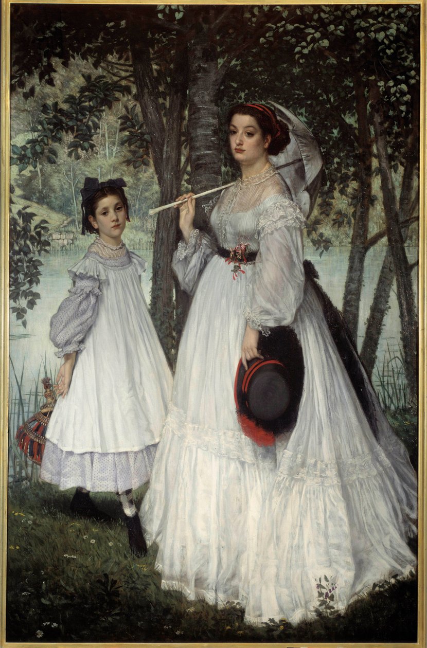 De to søstrene eller "" portretter i en park" Maleri av Jacques Joseph (Jacques-Joseph) Tissot dit James Tissot (1836-1902) av James Jacques Joseph Tissot