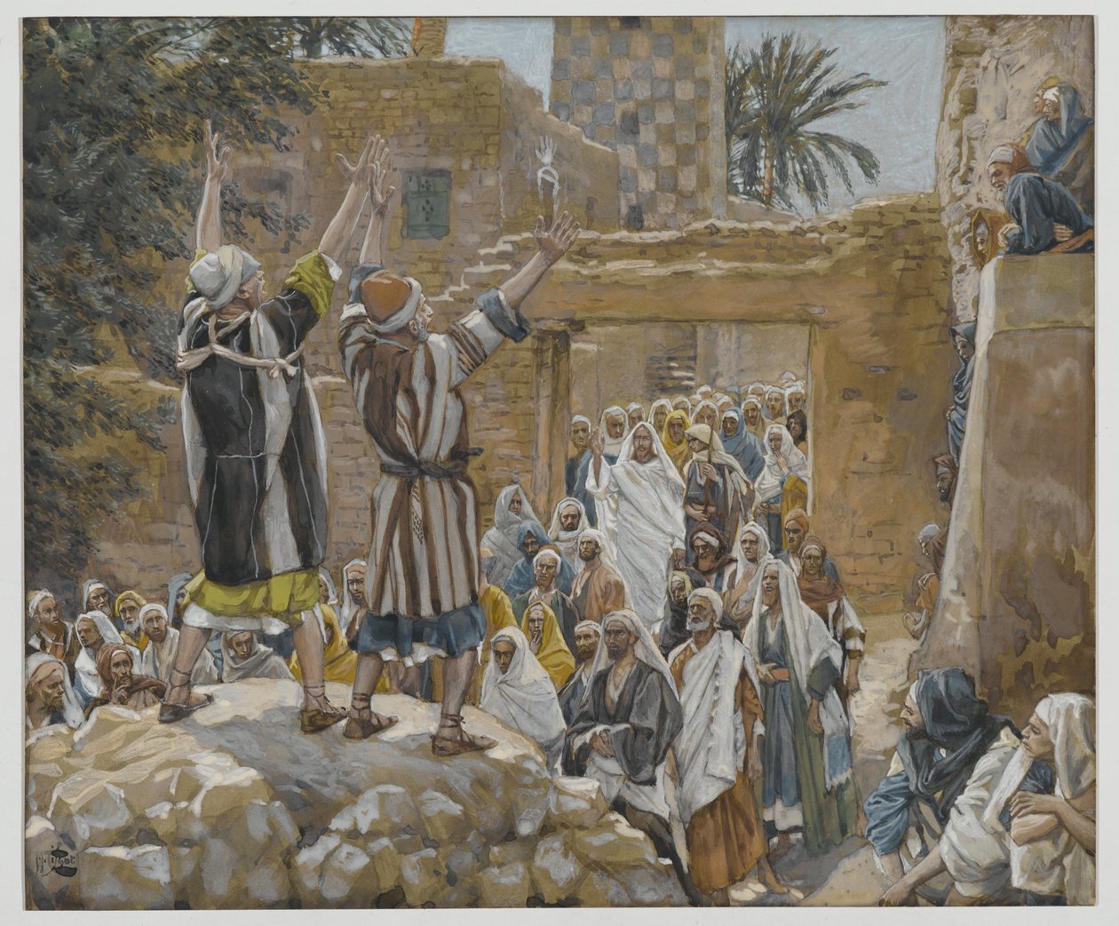 Two Blind Men at Jericho, illustrasjon fra The Life of Our Lord Jesus Christ, 1886-96 (wc over grafitt på papir) av James Jacques Joseph Tissot