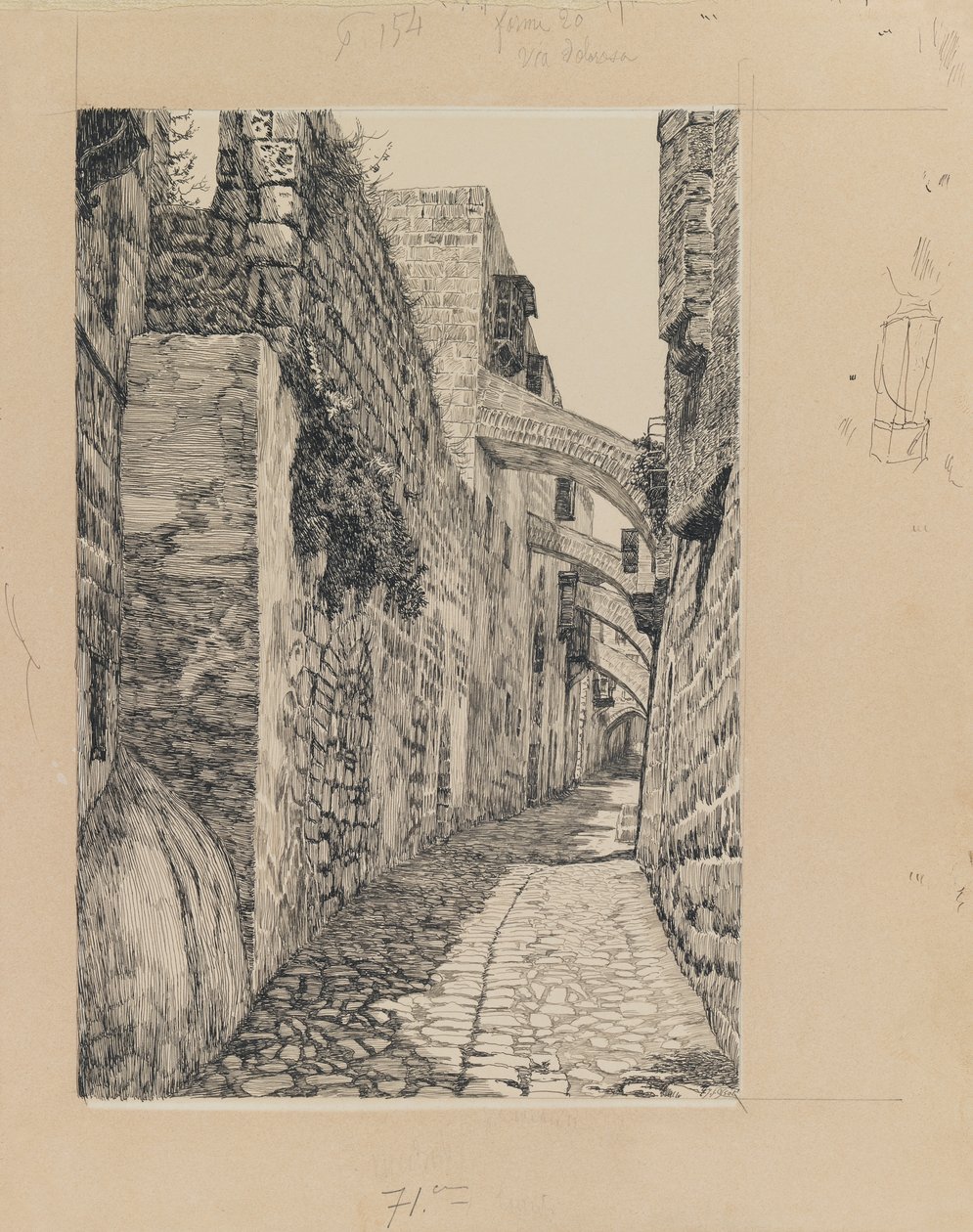 Via Dolorosa, Jerusalem, illustrasjon fra The Life of Our Lord Jesus Christ (blekk og grafitt på papp) av James Jacques Joseph Tissot