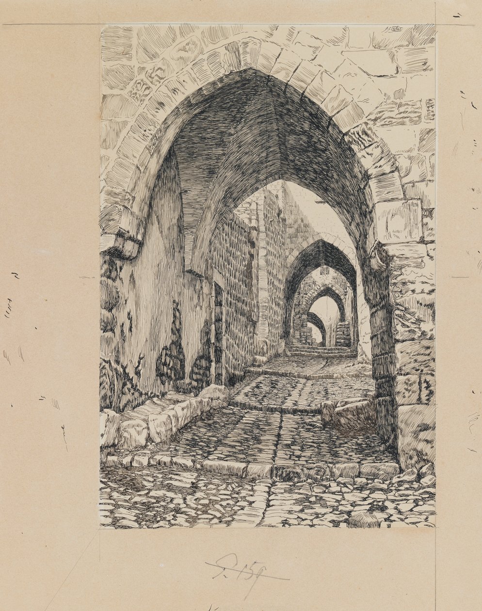 Via Dolorosa, Jerusalem, illustrasjon fra The Life of Our Lord Jesus Christ (blekk og grafitt på papir) av James Jacques Joseph Tissot