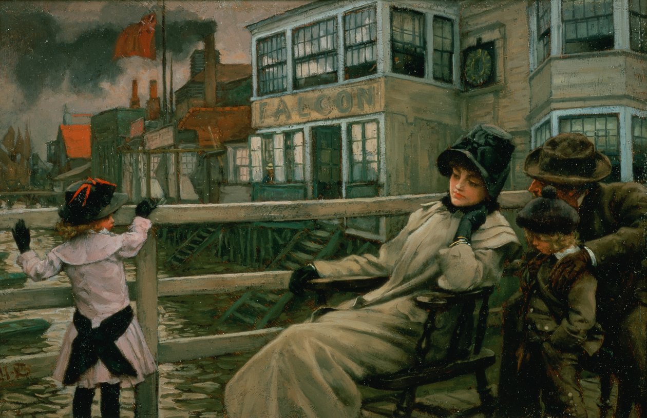 Venter på fergen, ca. 1878 av James Jacques Joseph Tissot