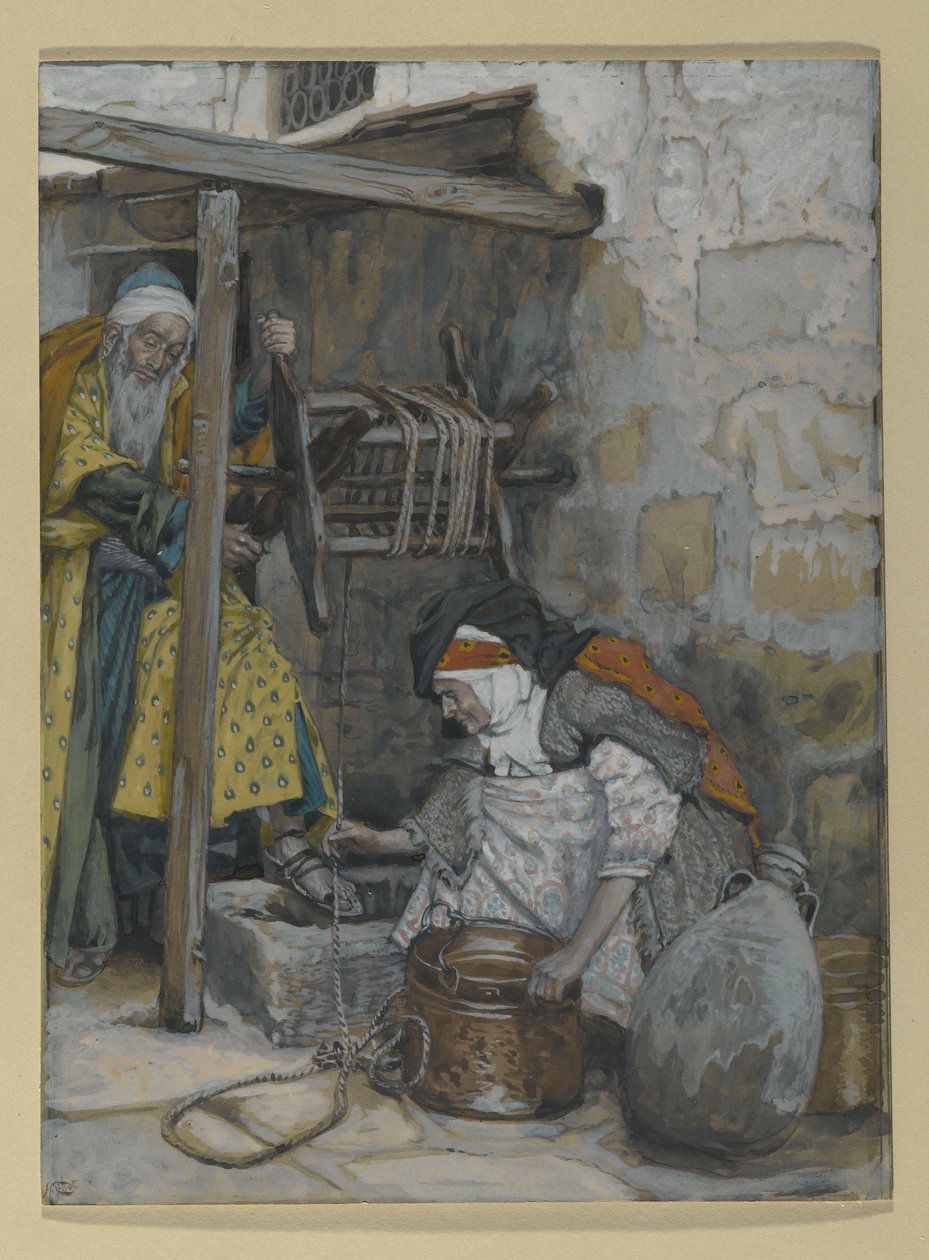 Zacharias og Elizabeth, illustrasjon for The Life of Christ, ca. 1886-94 (wc & gouache på papp) av James Jacques Joseph Tissot