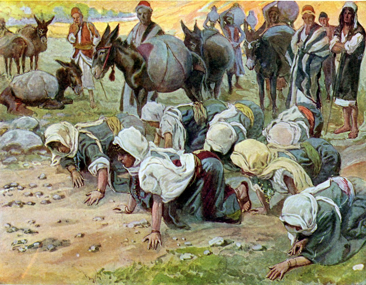 Abigail kneler foran David, av Tissot -Bible av James Jacques Joseph after Tissot