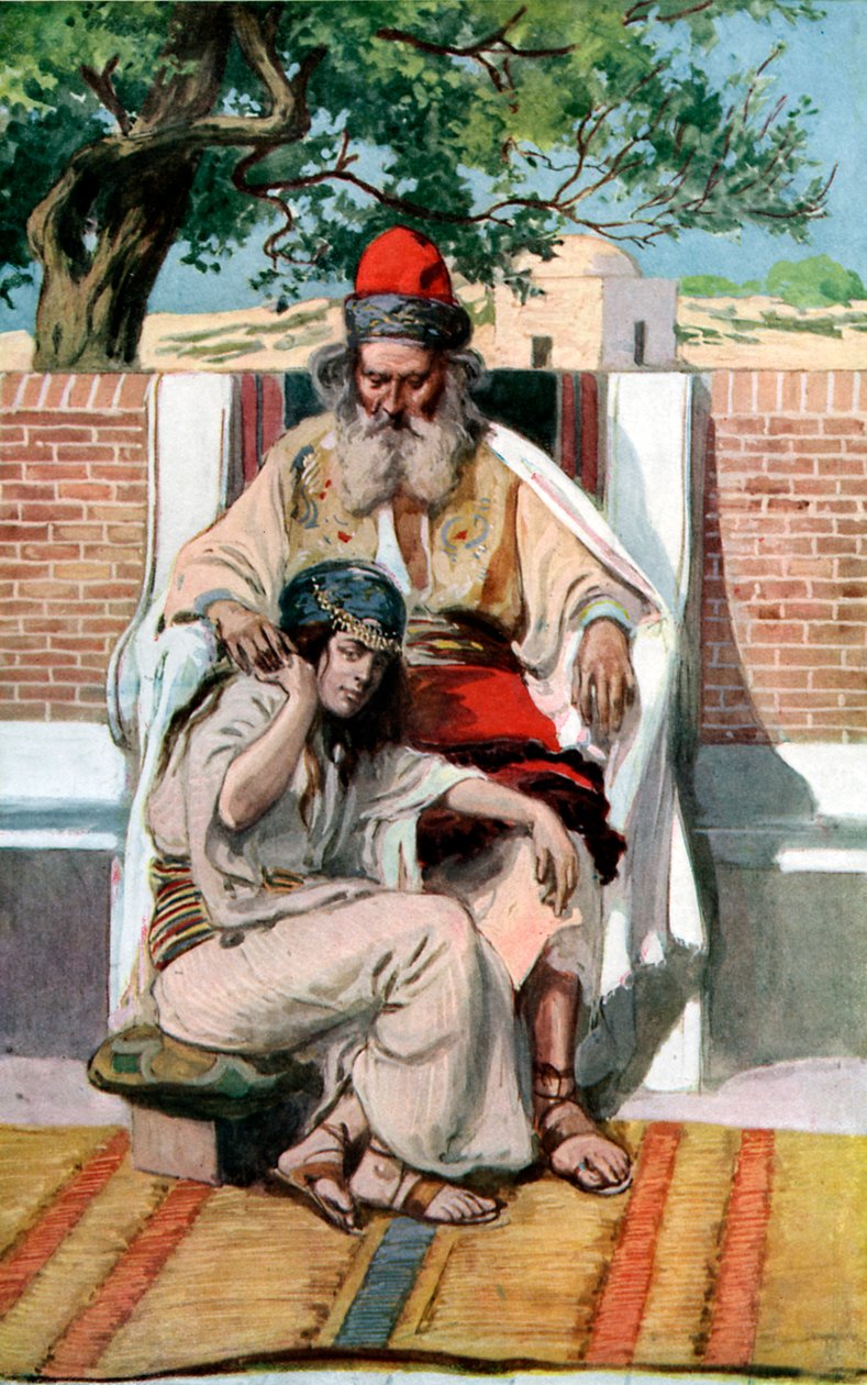David og Abishag av J James Tissot - Bibelen av James Jacques Joseph after Tissot