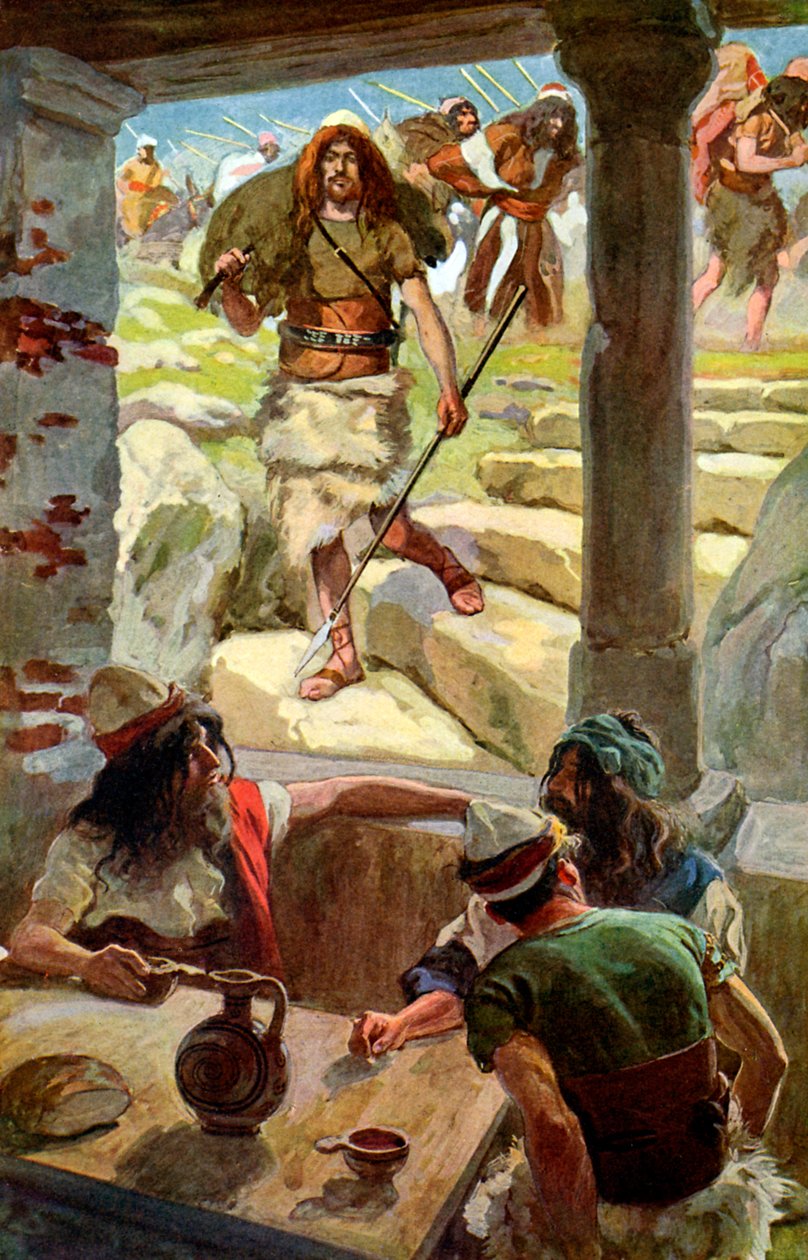 David vender tilbake til Achish av J James Tissot - Bibelen av James Jacques Joseph after Tissot