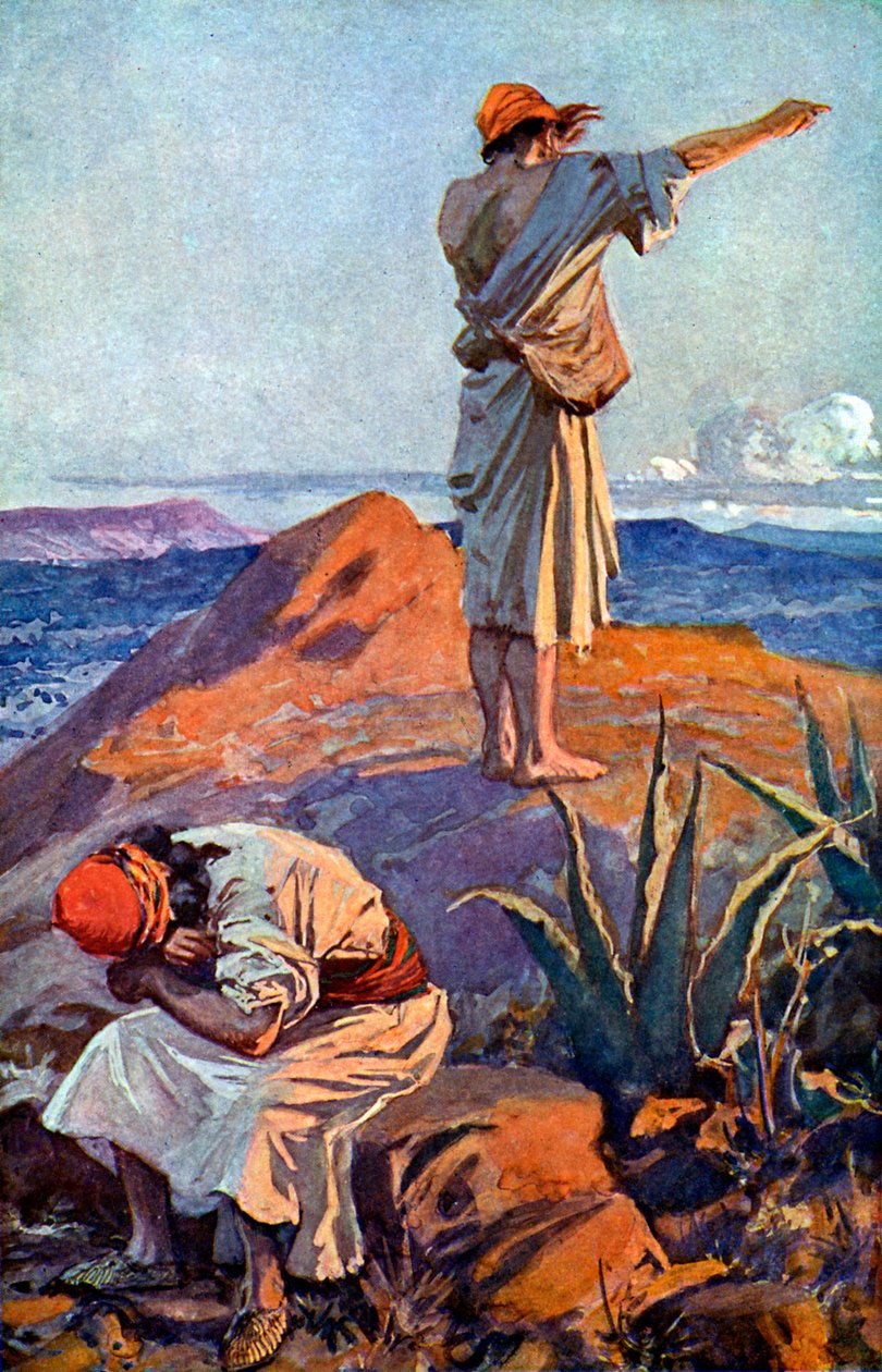 Elia fra Karmelfjellet ser en sky - Bibelen av James Jacques Joseph after Tissot
