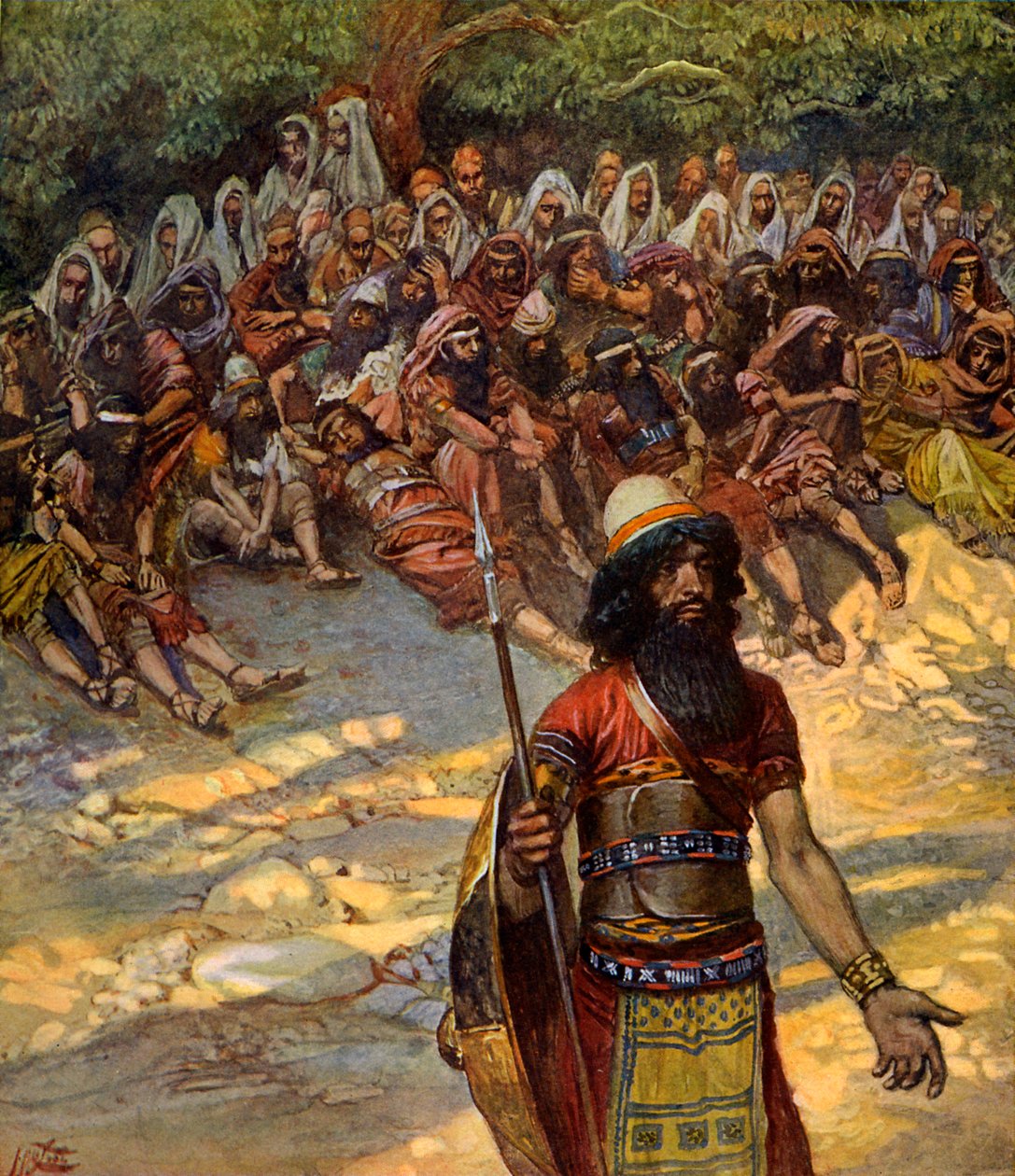 Gideon ber om brød til menn fra Sukkot - Bibelen av James Jacques Joseph after Tissot