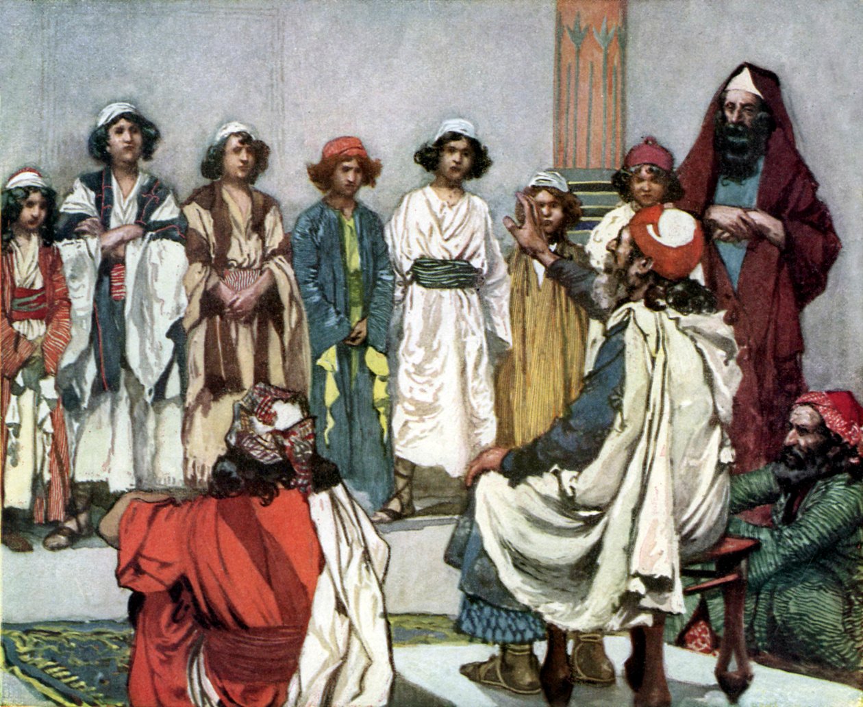 Jesse presenterer sønnen sin til Samuel ved Tissot-bibelen av James Jacques Joseph after Tissot