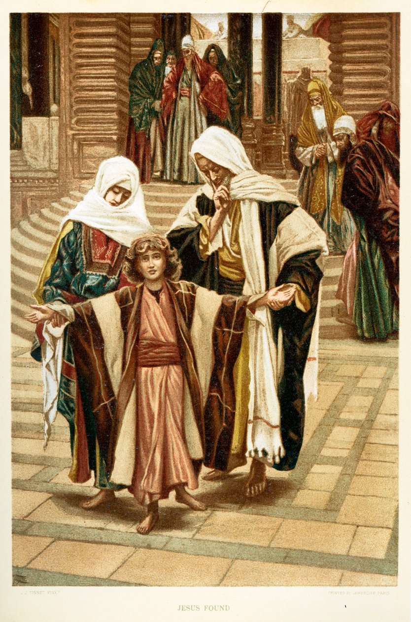 Jesus funnet, Saint Luke - Kapittel 2 - Bibelen av James Jacques Joseph after Tissot