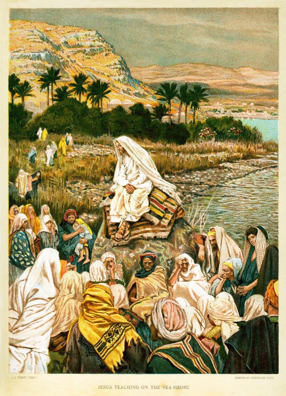 Jesus Undervisning på Sear Shore - St Mark - Bibelen av James Jacques Joseph after Tissot
