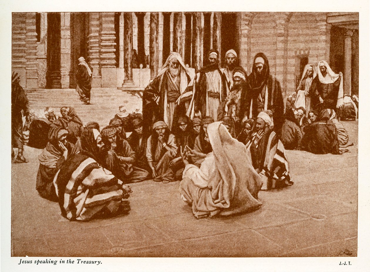 Jesus taler i skattkammeret - St John - Bibelen av James Jacques Joseph after Tissot