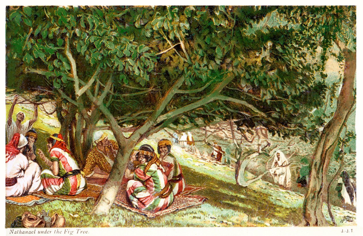 Nathanael under fikentreet - St John, Bibelen av James Jacques Joseph after Tissot