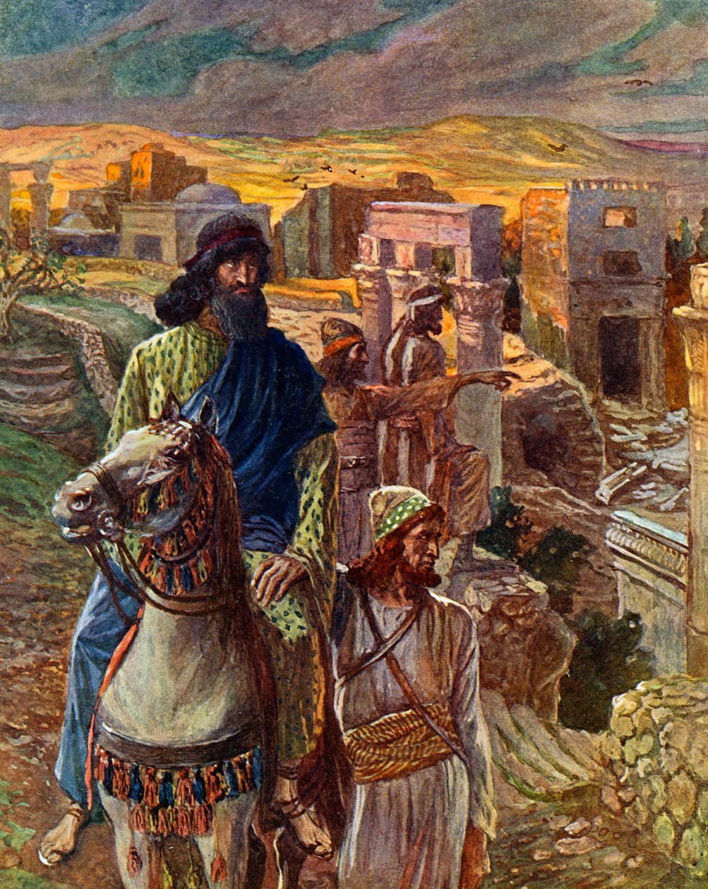 Nehemia ser på ruinene av Jerusalem - Bibelen av James Jacques Joseph after Tissot