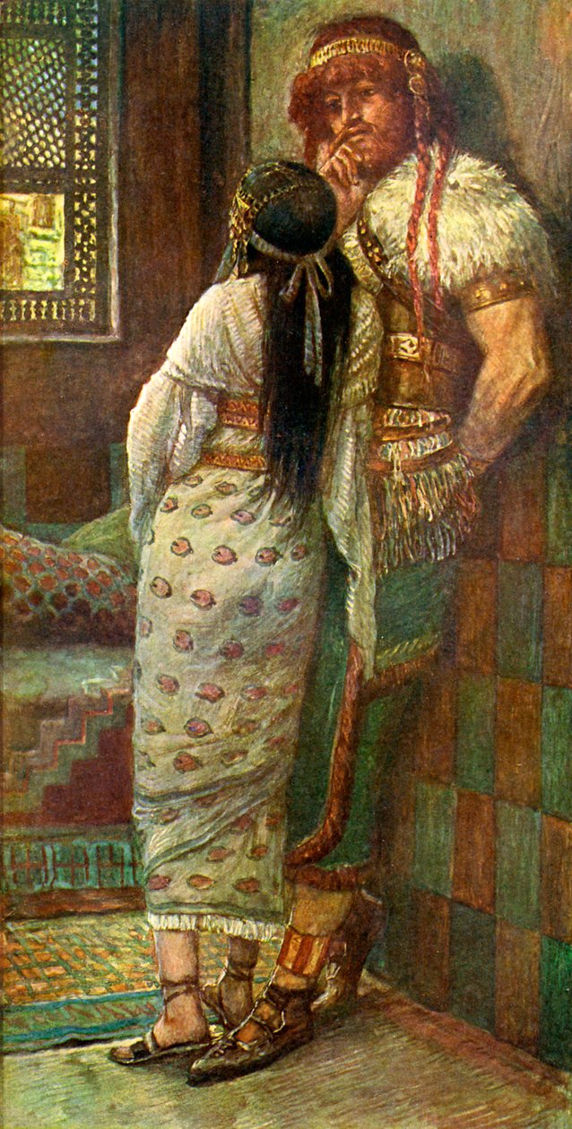 Samson og hans kone av J James Tissot - Bibelen av James Jacques Joseph after Tissot
