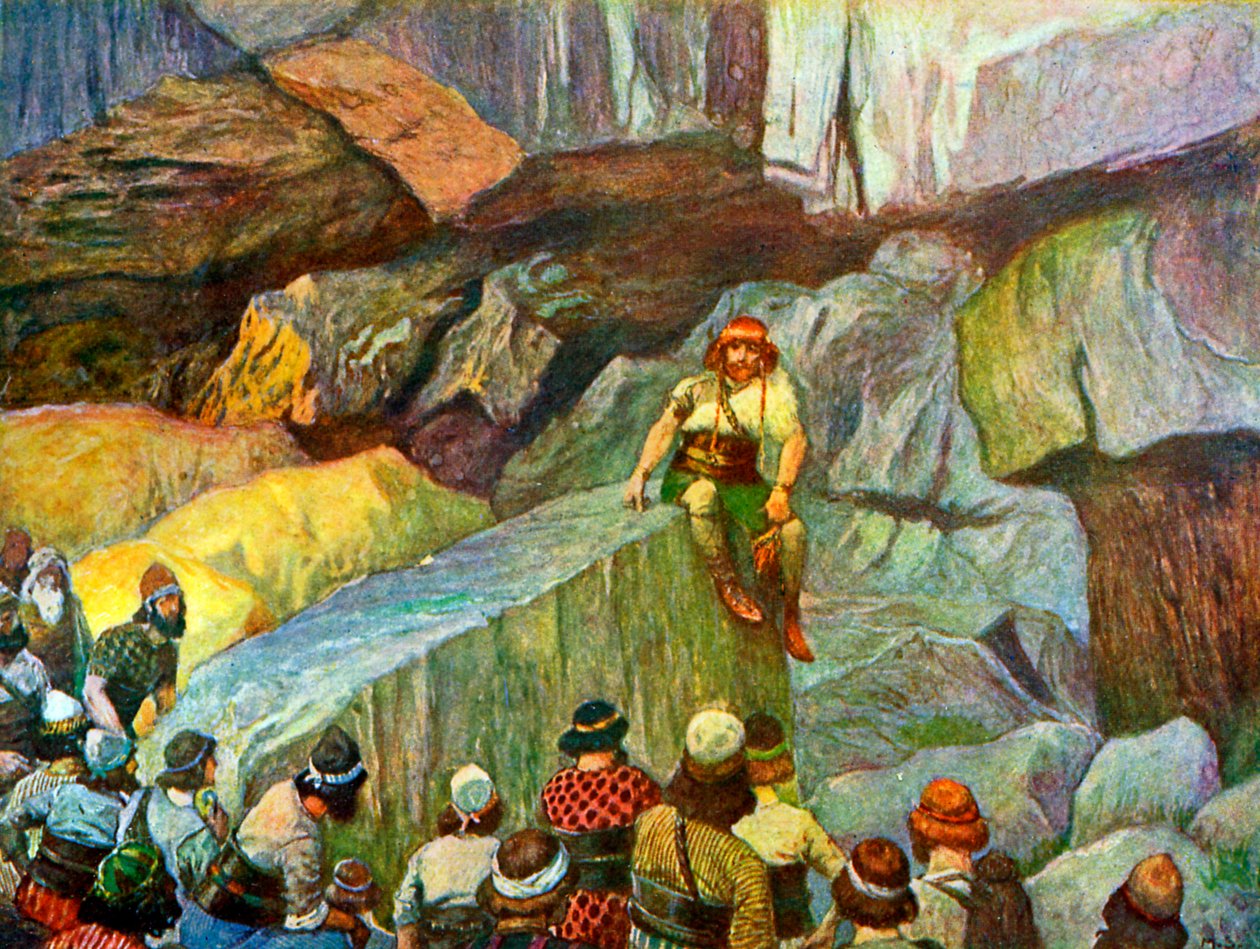 Samson i hulene i Etam av Tissot - Bibelen av James Jacques Joseph after Tissot