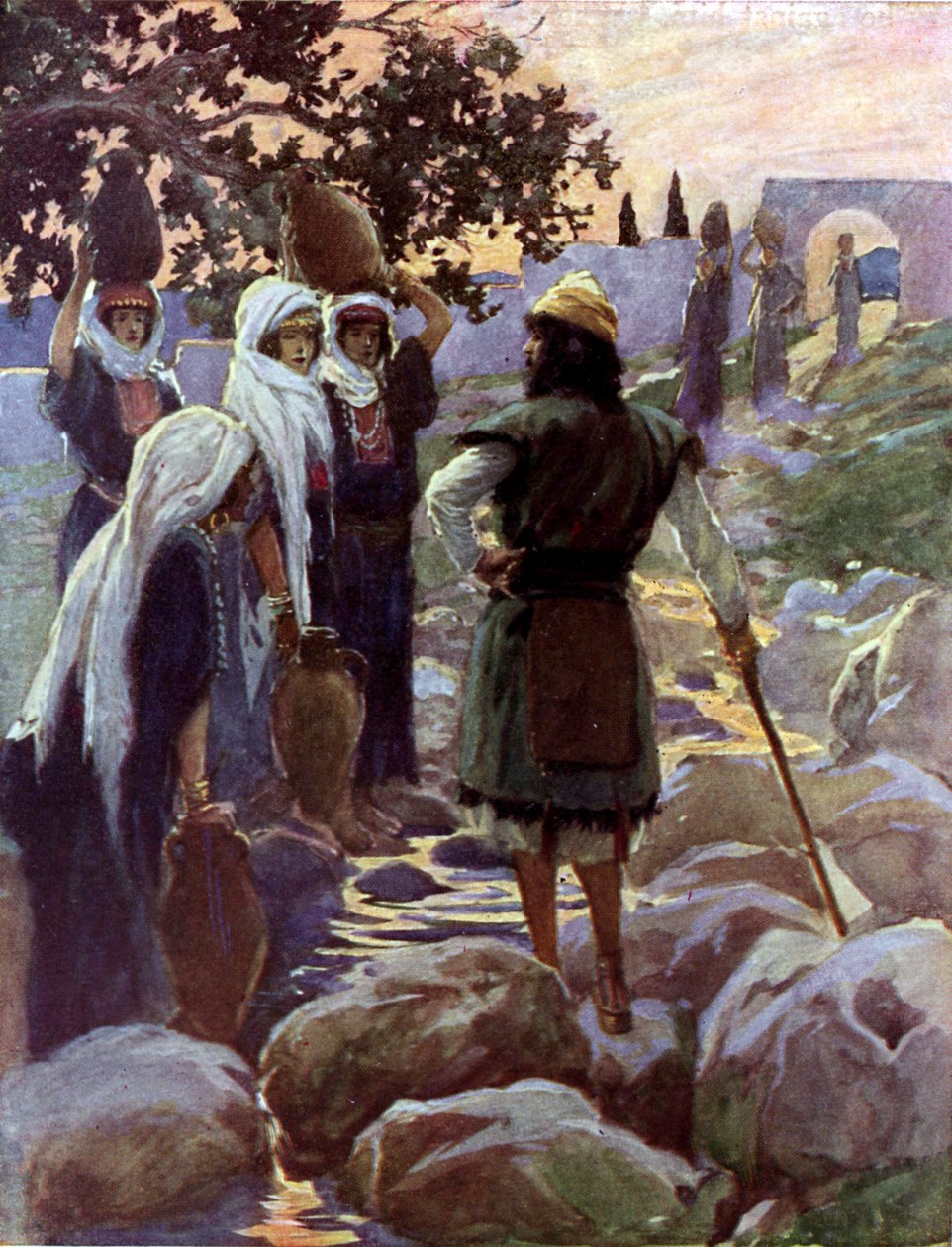 Saul stiller spørsmål ved de unge jomfruene av Tissot -Bibelen av James Jacques Joseph after Tissot