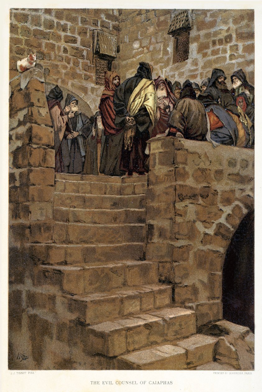 Kaifas onde råd - Johannes, - Bibelen av James Jacques Joseph after Tissot