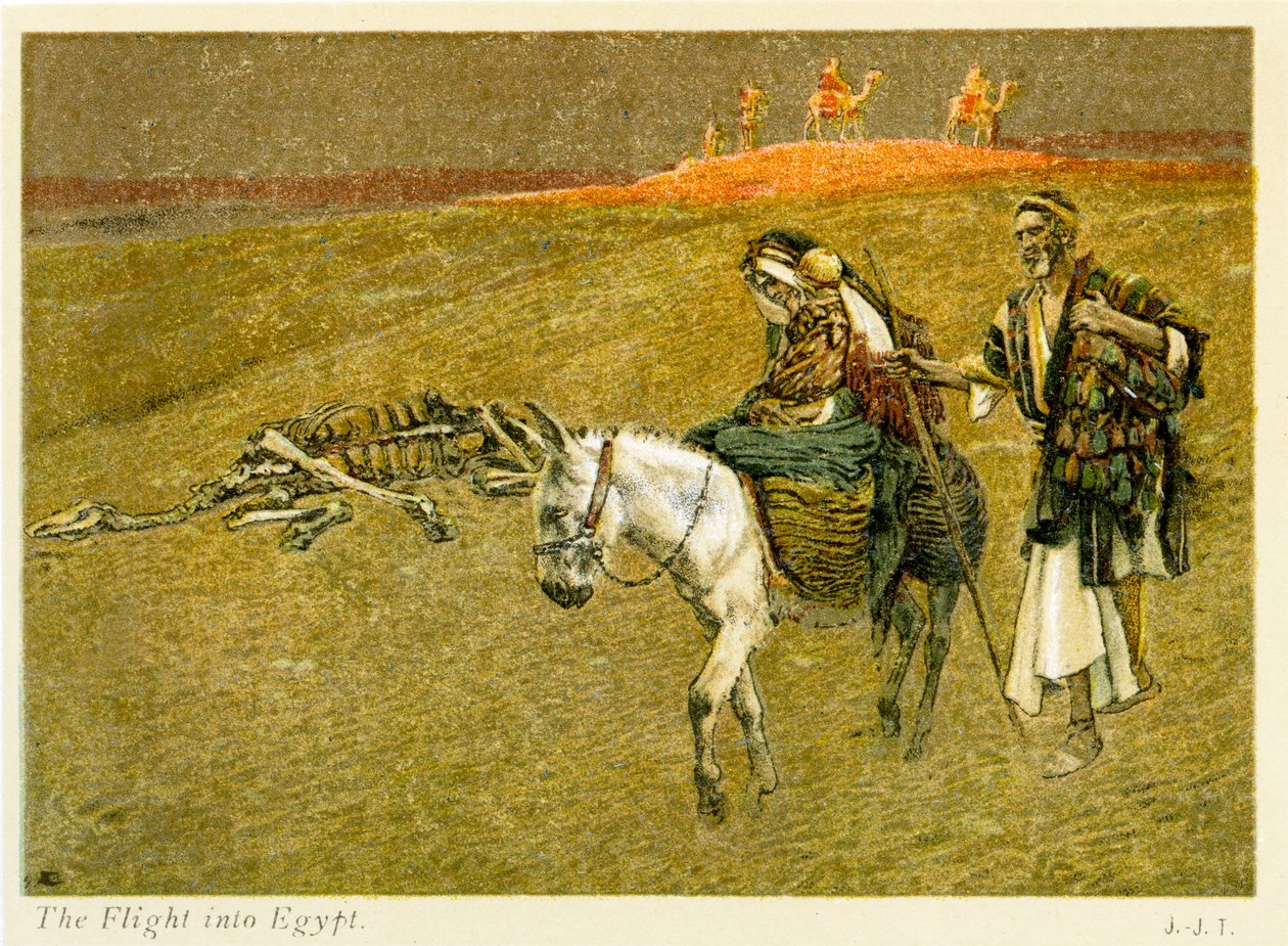Flykten til Egypt, St. Matteus - Kapittel 2 - Bibelen av James Jacques Joseph after Tissot