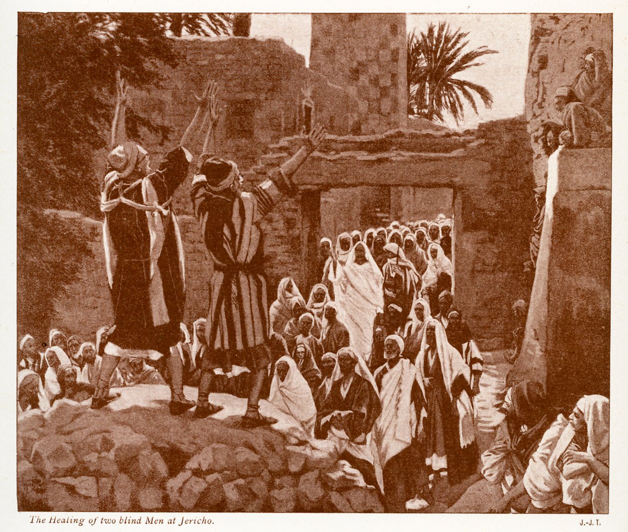 Helbredelsen av to blinde menn i Jeriko - Bibelen av James Jacques Joseph after Tissot