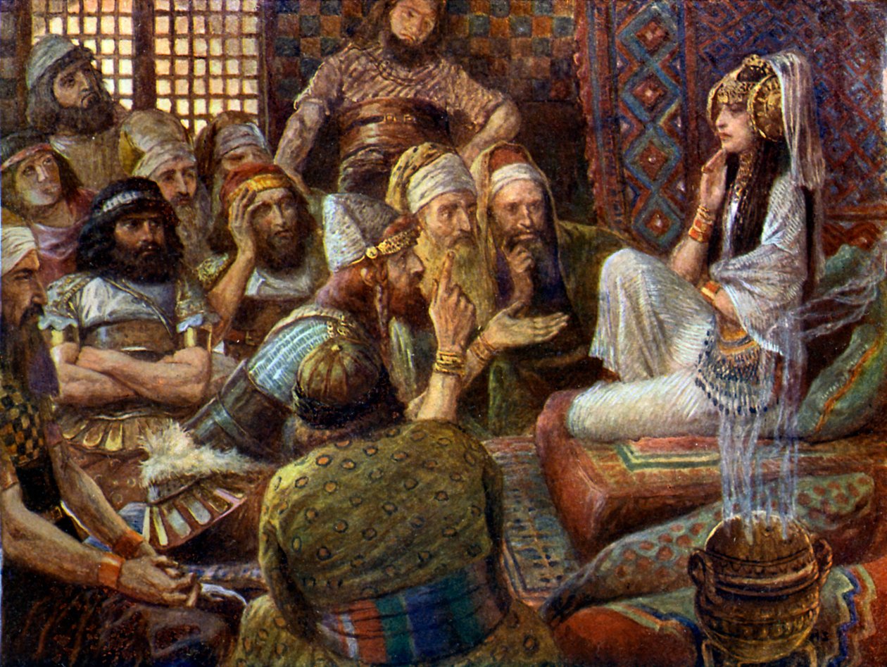 Filisterne besøker Delila - Bibelen av James Jacques Joseph after Tissot