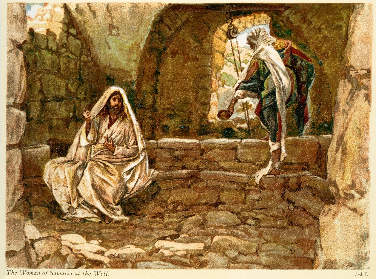 Kvinnen i Samaria ved brønnen - St John - Bibelen av James Jacques Joseph after Tissot