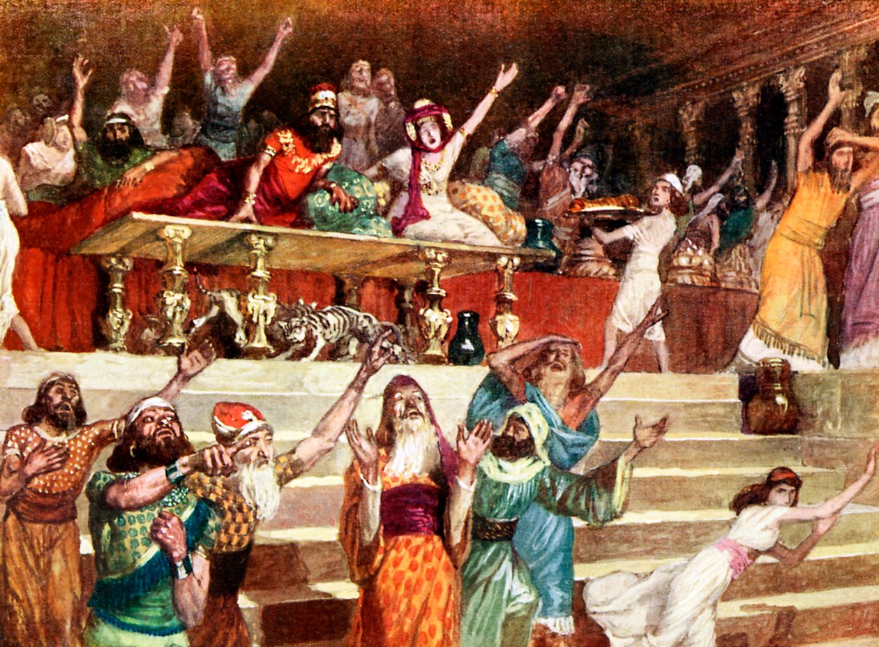 The Writing on the Wall av J James Tissot - Bibelen av James Jacques Joseph after Tissot