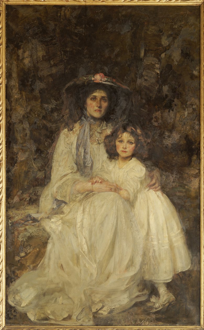 Lady Dickson-Poynder og hennes datter Joan, ca. 1905 av James Jebusa Shannon