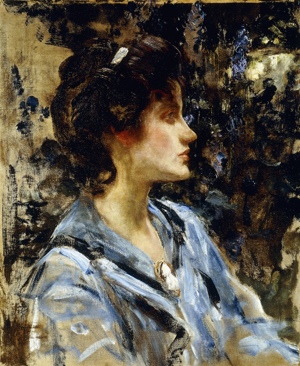 Ung kvinne i blått - frøken H. Strøm, av James Jebusa Shannon