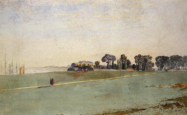 A View near the Mouth of the Avon, nær Bristol (akvarell på papir) av James Johnson
