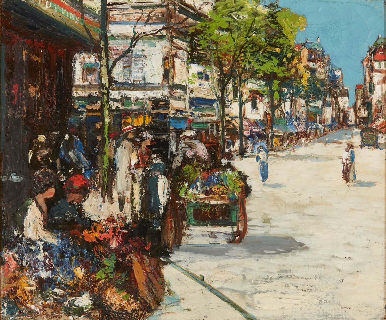 Blomstermarkedet - Dieppe (olje på lerret) av James Kay