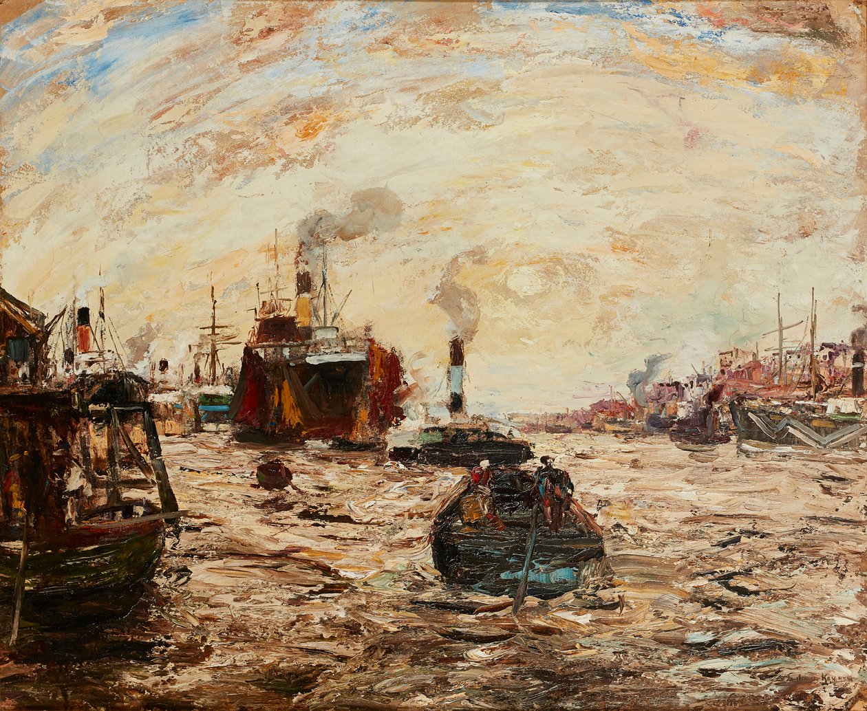 The Western Sun, River Clyde (olje om bord) av James Kay