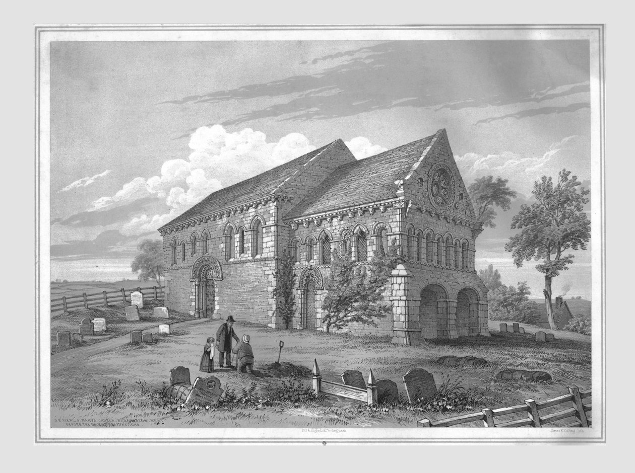 St Nicholas Church, Barfrestone, slutten av 1800-tallet. av James Kellaway Colling
