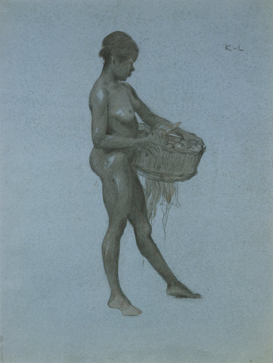 Negress som bærer en kurv med grønnsaker (kull på papir) av James Kerr Lawson