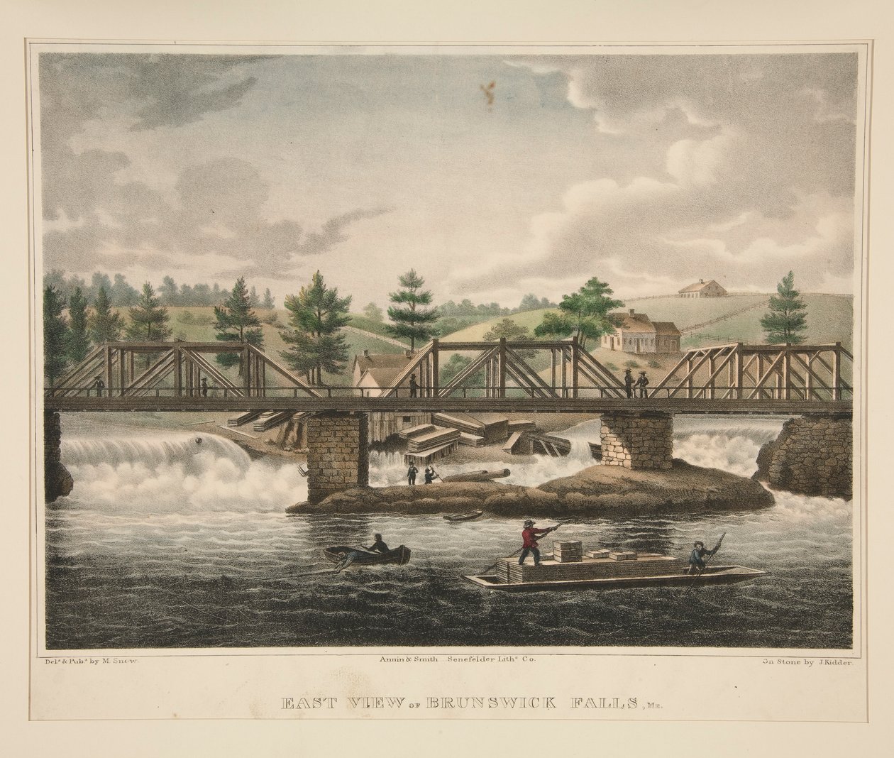 East View of Brunswick Falls, Me. av James Kidder