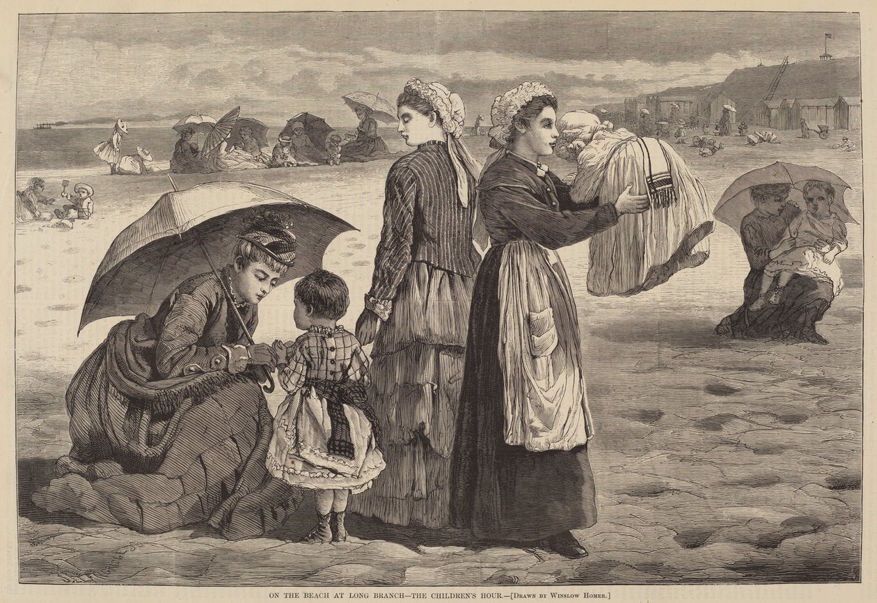 På stranden ved Long Branch - Barnas time av James L. Langridge after Winslow Homer