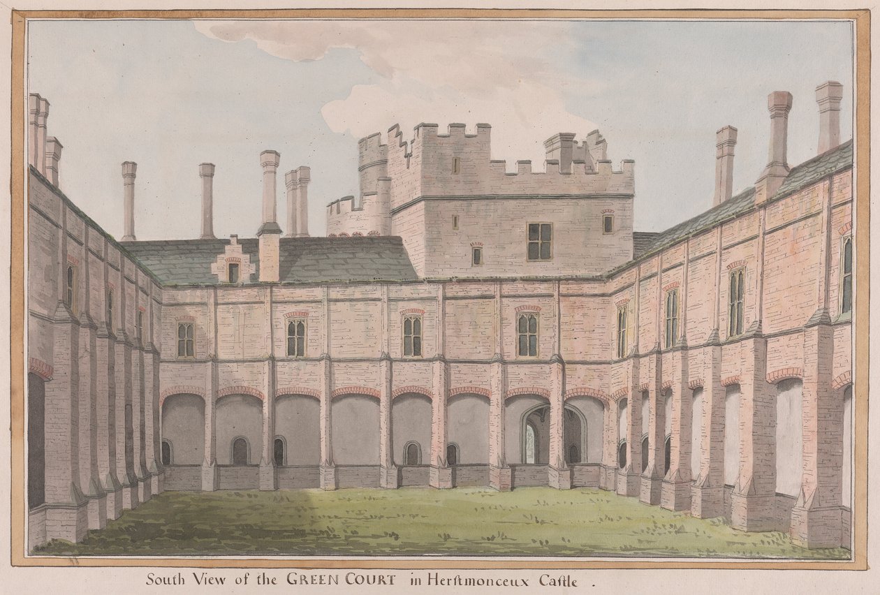 Herstmonceux Castle, East Sussex: South View of the Green Court av James Lambert  of Lewes
